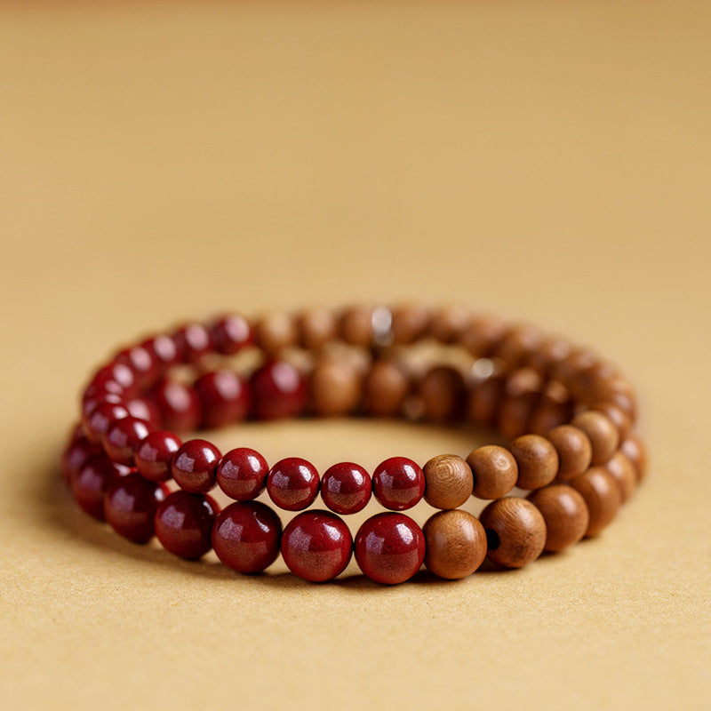 China-Chic Fortune's Favor Peach Wood Bracelet for Men and Women