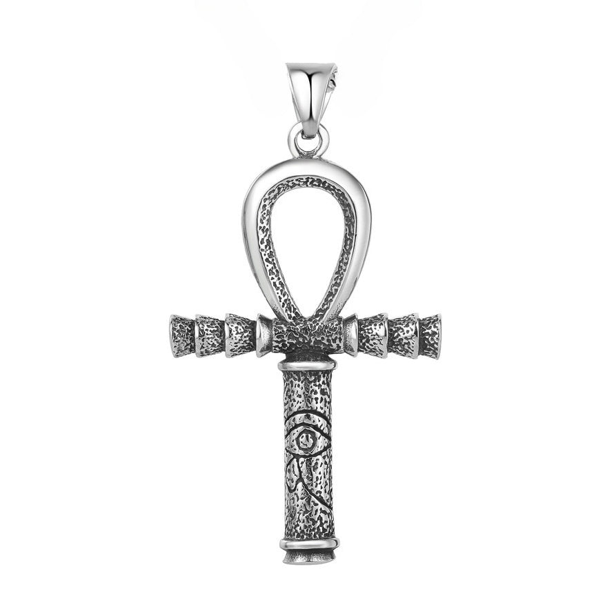 Egyptian Anubis Ankh Cross Titanium Steel Pendant for Men