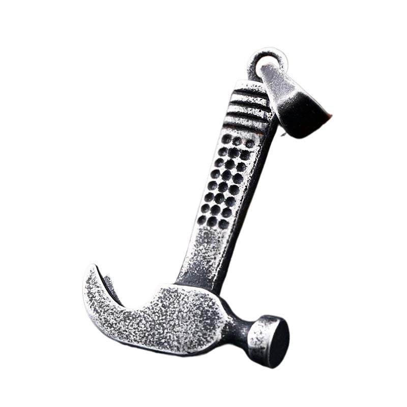 Vintage-Inspired Titanium Steel Hammer Pendant for Men - European and American Wholesale Accessories