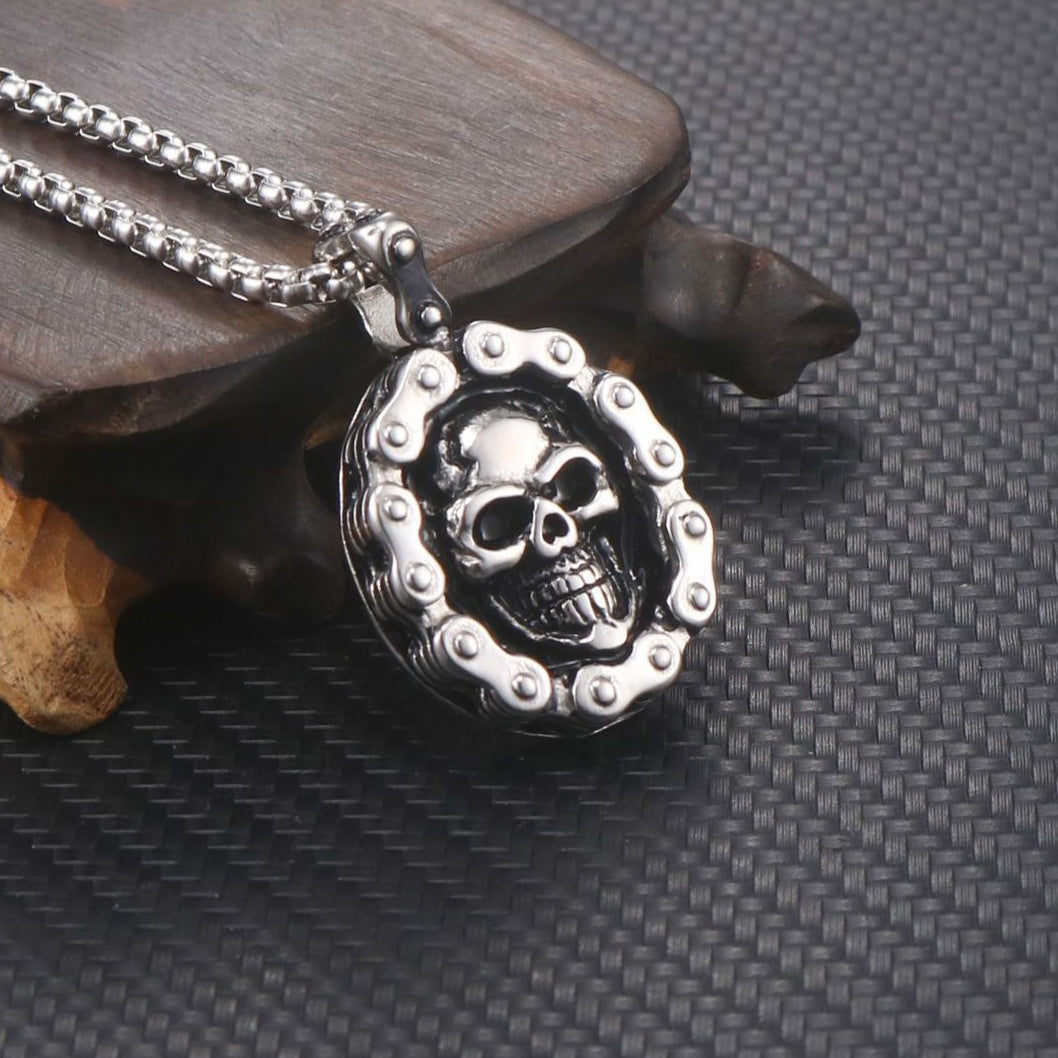 Titanium Steel Skull Pendant with Chain - Personalized Punk Jewelry for Men