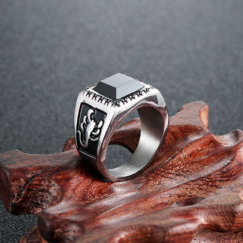 Men's Black Zircon Scorpion Design Titanium Steel Ring - Trendy Personalized Jewelry