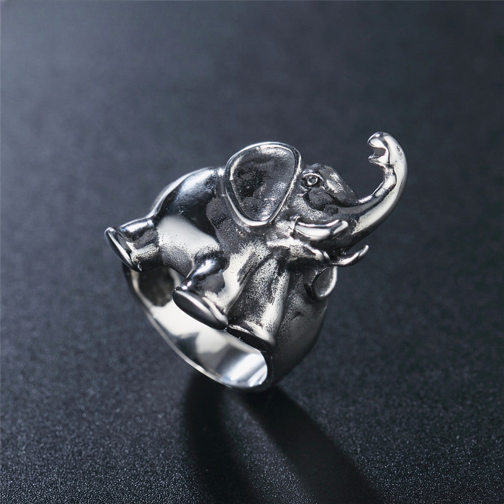 Elephant Titanium Steel Ring for Men