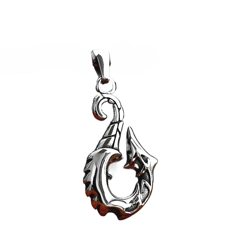 Wholesale Retro Fishhook Titanium Steel Pendants for Men - European and American Stainless Steel Jewelry Manufacturers