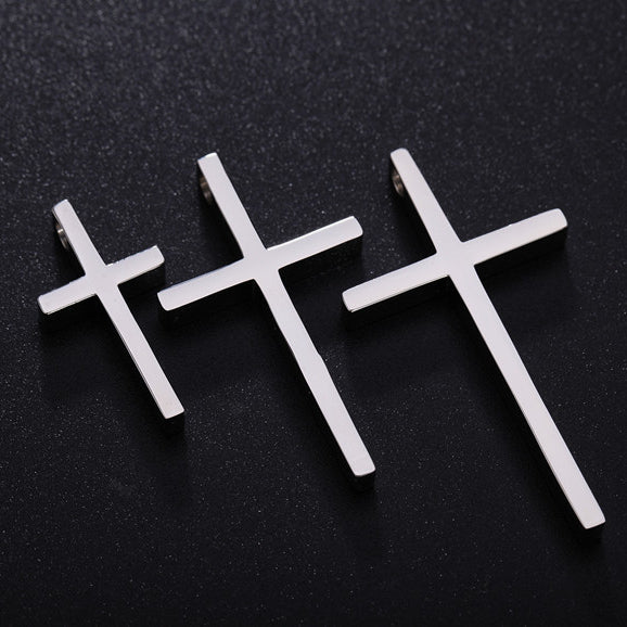 Simple Polished Latin Cross Titanium Steel Pendant for Men