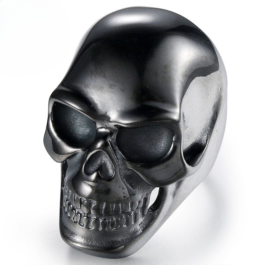 Bold Gothic Totem Skull Ring for Men - Retro Punk Black Ghost Head Jewelry HZ182