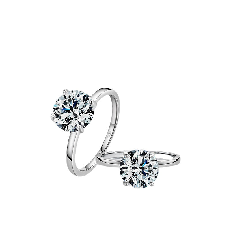 Luxurious Sterling Silver Zircon Ring for Women