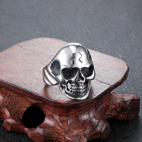 Men's Vintage Punk Titanium Steel Skull Ring - Fashionable Religious Totem Jewelry