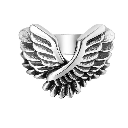 Personalized Retro Angel Wings Titanium Steel Ring