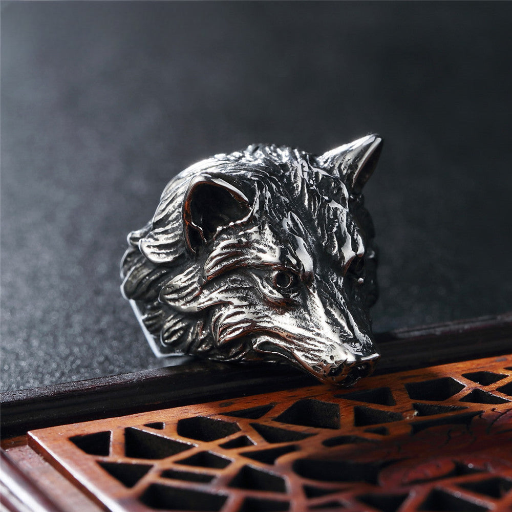 Retro Fox Head Titanium Steel Ring for Men