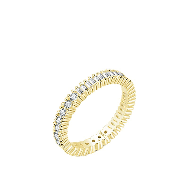 Everyday Genie Sterling Silver Zircon Ring with K Gold Accents