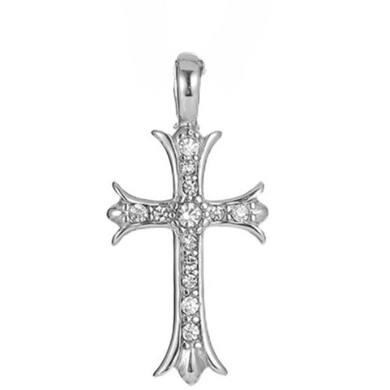 Zircon Latin Cross Flower Titanium Steel Pendant for Men