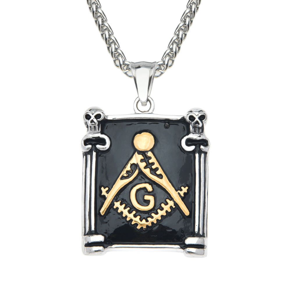 Stylish Titanium Steel Retro Skull Pendant Necklace for Men - Freemason Religious Jewelry Wholesale