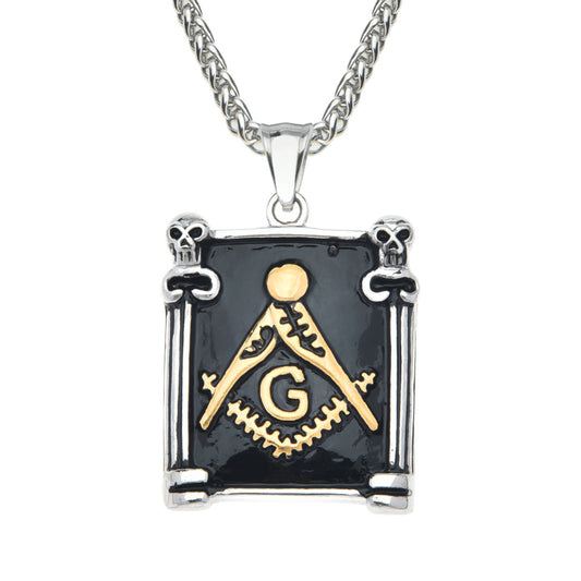 Stylish Titanium Steel Retro Skull Pendant Necklace for Men - Freemason Religious Jewelry Wholesale