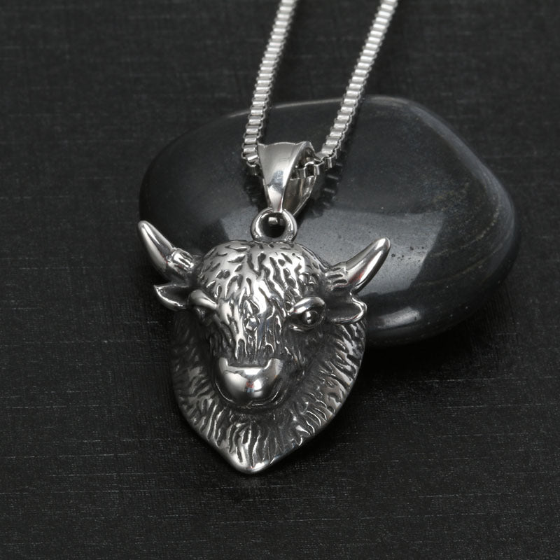 Personalized Titanium Steel Bull Head Pendant for Men - Retro Goth Punk Jewelry