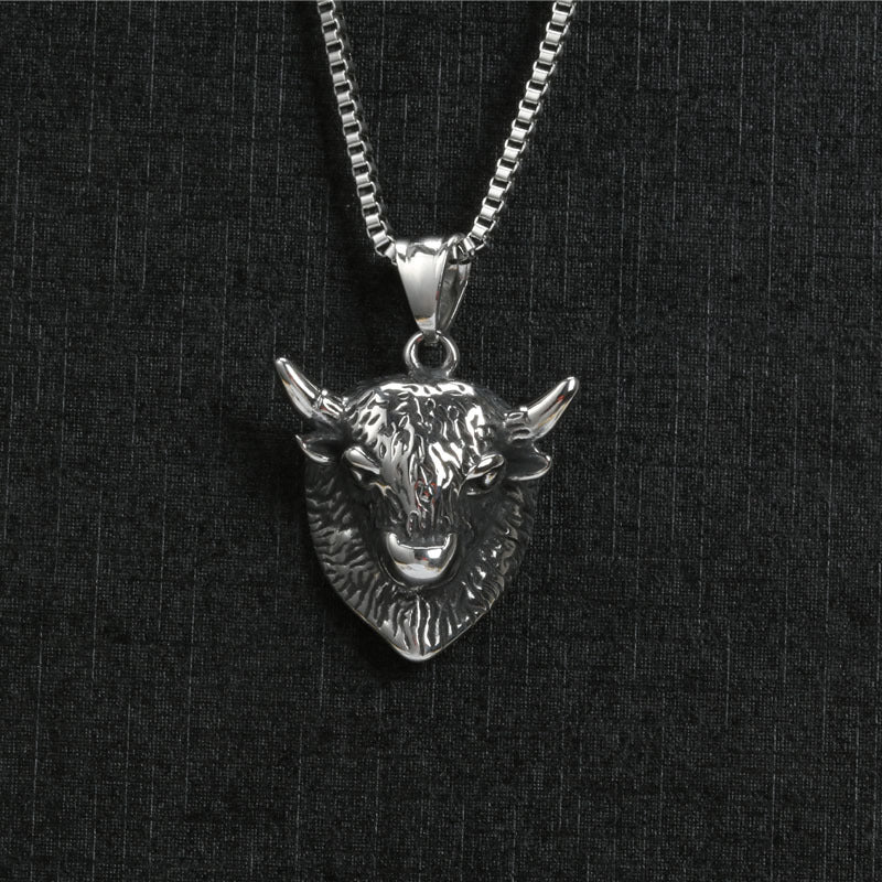 Personalized Titanium Steel Bull Head Pendant for Men - Retro Goth Punk Jewelry