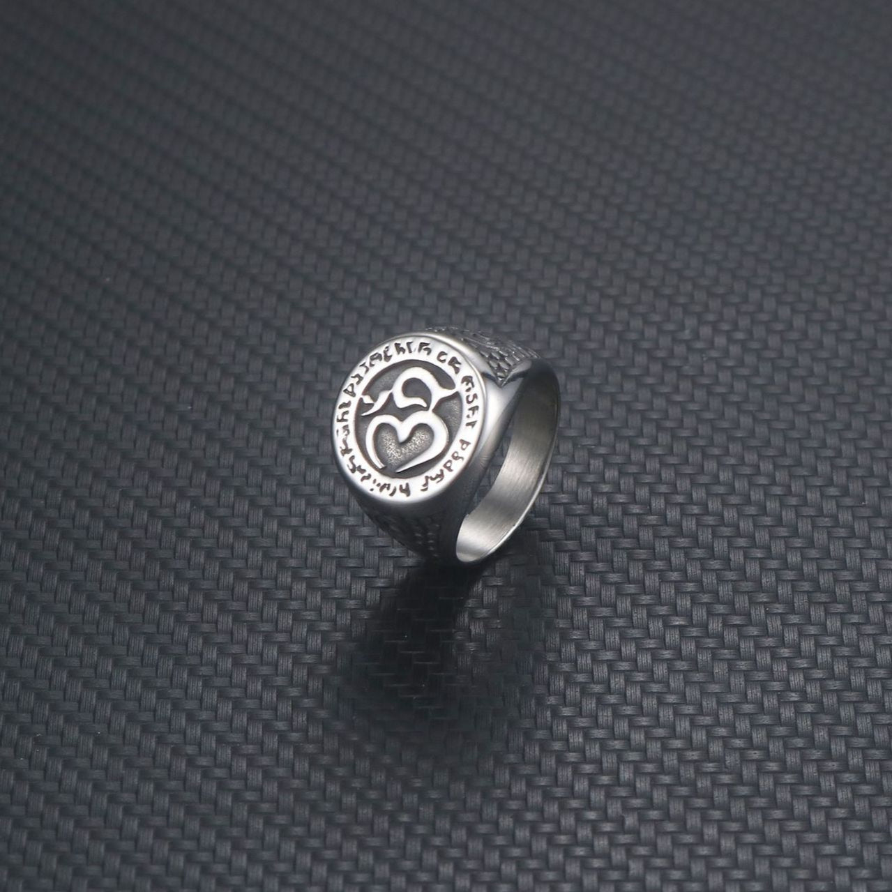 Stylish Retro OH Character Pattern Titanium Steel Ring for Men