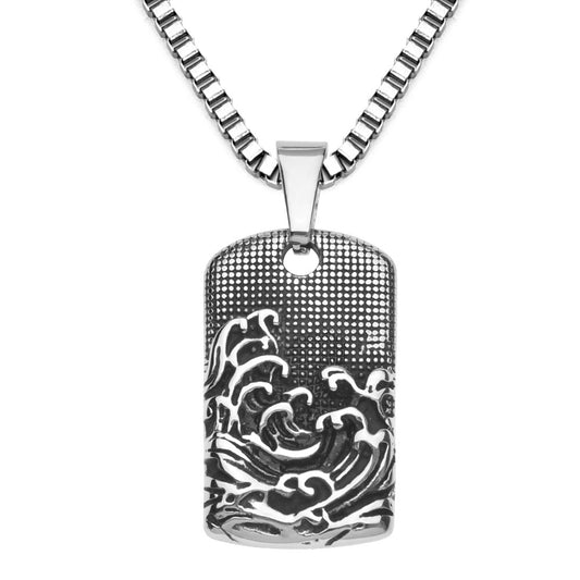 Trendy Retro Wave Totem Titanium Steel Pendant for Men - Punk Style Jewelry