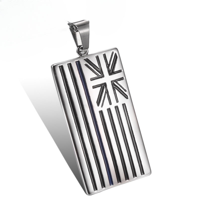 Stylish Korean National Flag Titanium Steel Pendant - Unisex Retro Stainless Steel Jewelry for Men