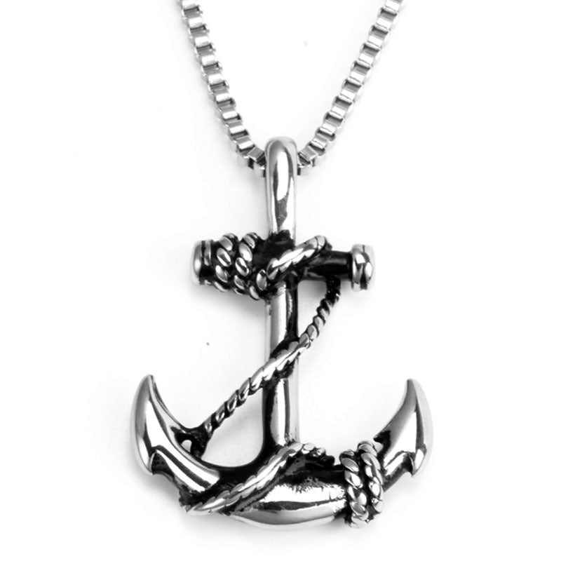 Titanium Steel Anchor Pendant Inspired by Pirates of the Caribbean - Stylish Men's Accessory in European and American Design