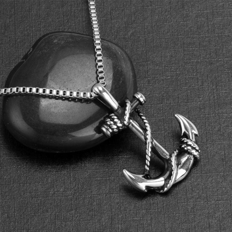 Titanium Steel Anchor Pendant Inspired by Pirates of the Caribbean - Stylish Men's Accessory in European and American Design