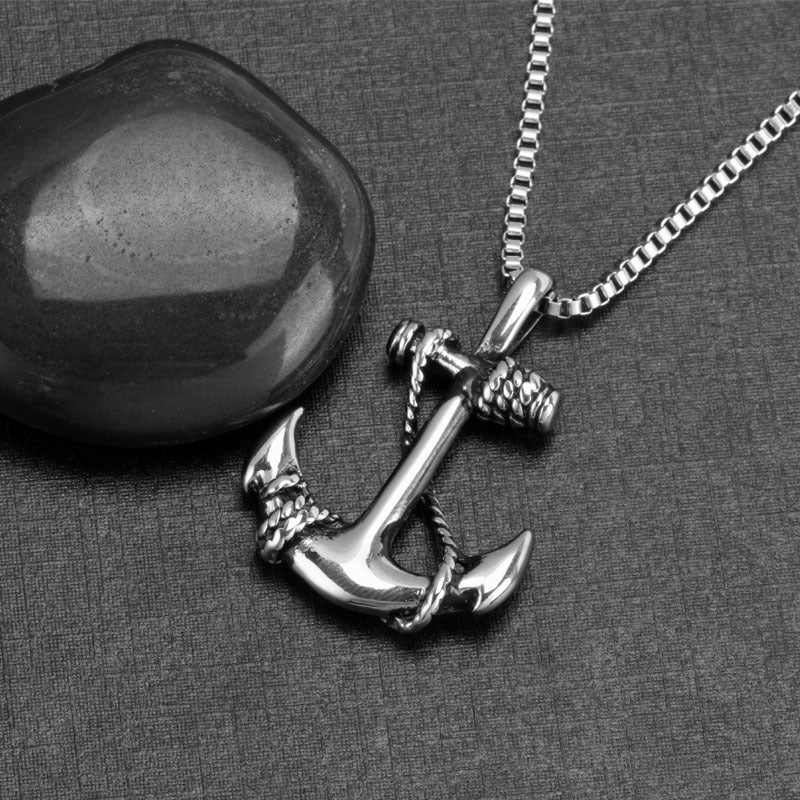 Titanium Steel Anchor Pendant Inspired by Pirates of the Caribbean - Stylish Men's Accessory in European and American Design