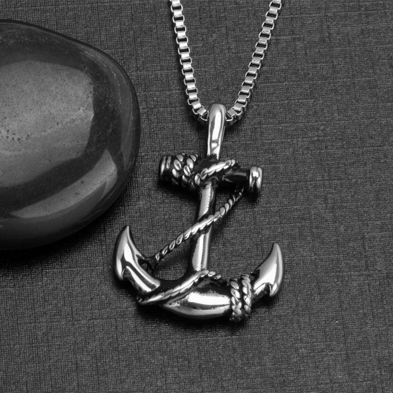 Titanium Steel Anchor Pendant Inspired by Pirates of the Caribbean - Stylish Men's Accessory in European and American Design