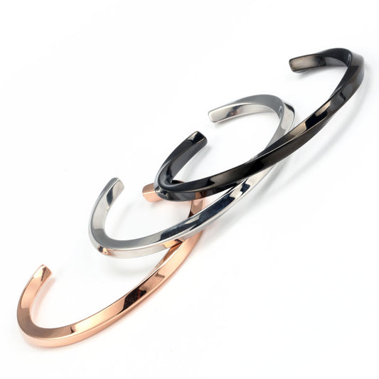 Elegant Titanium Steel C-Shaped Bracelet - Minimalist Women's Fashion with Adjustable Twist Design