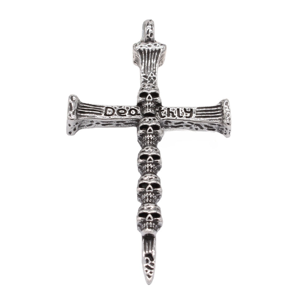 Halloween Cross Skull Deathly Titanium Steel Pendant for Men