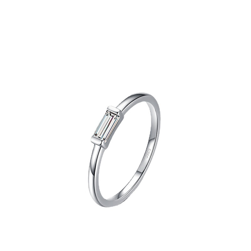 Elegant S925 Sterling Silver Zircon Ring for Women, Size 5-9