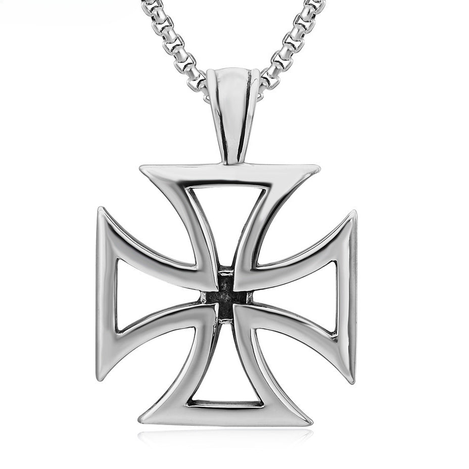 Hollow Teutonic Cross Titanium Steel Necklace for Men