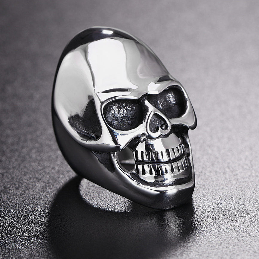 Halloween Skull Helmet Titanium Steel Ring for Men