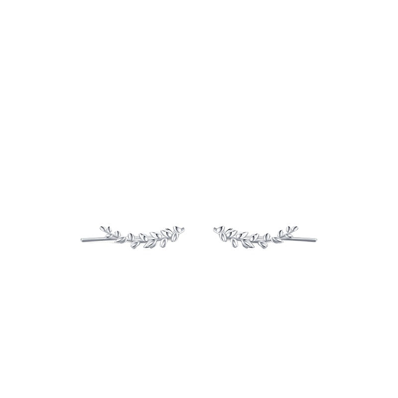 Pure Silver Long Leaf Earrings for Women