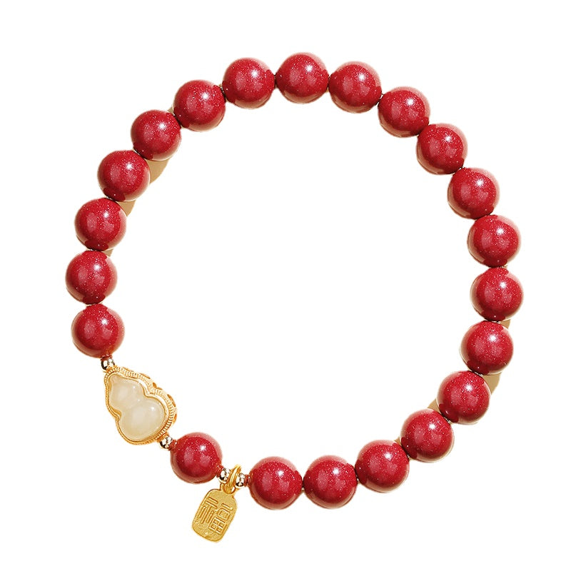 Red Agate and Jade Pendant Bracelet for Women