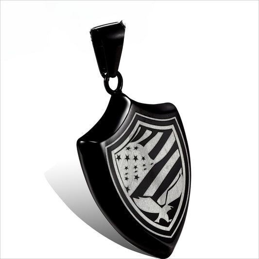 Titanium Steel Seagull Shield Pendant for Men - Retro Personalized Jewelry from Planderful's Everyday Genie Collection