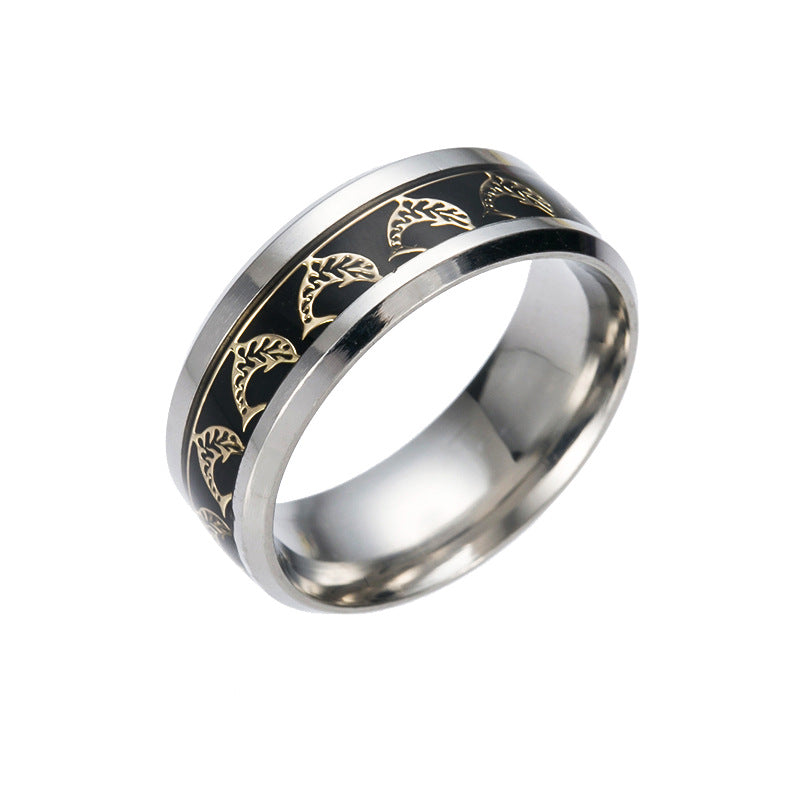 Dolphin Pattern Handcrafted Steel Ring with Personalized Design