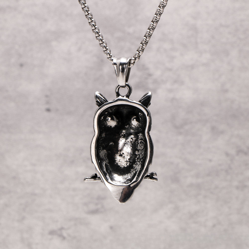 Charming Titanium Steel Owl Pendant Necklace for Literary Lovers