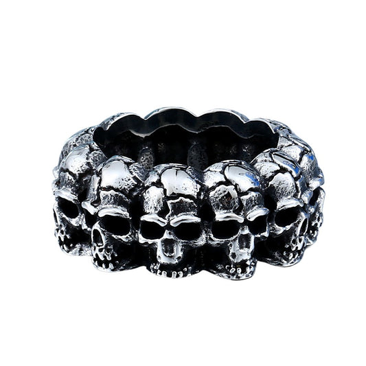 Punk-Inspired Retro Stainless Steel Skull Ring for Men - Hip-Hop Style Titanium Steel Jewelry in Bulk