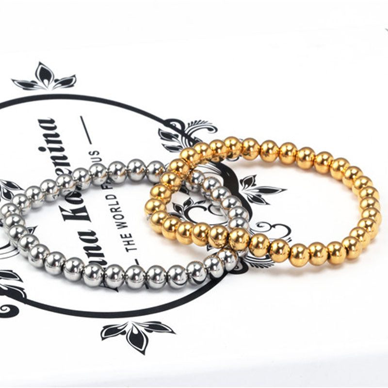 Titanium Steel Bead Bracelet - Fashion-Forward Elegance for Modern Girls