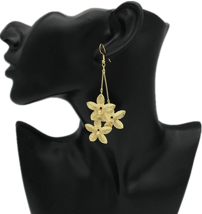 Korean Tassel Flower Earrings in Pentagonal Design