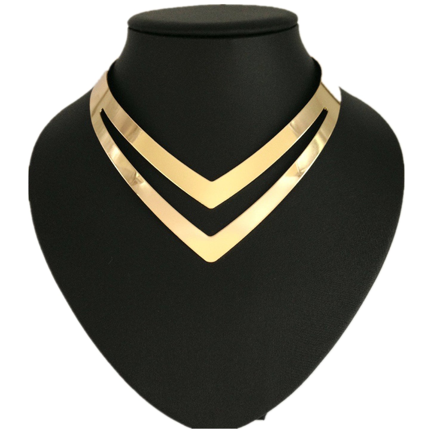 Metallic Double V-neck Chain Necklace from Planderful Collection