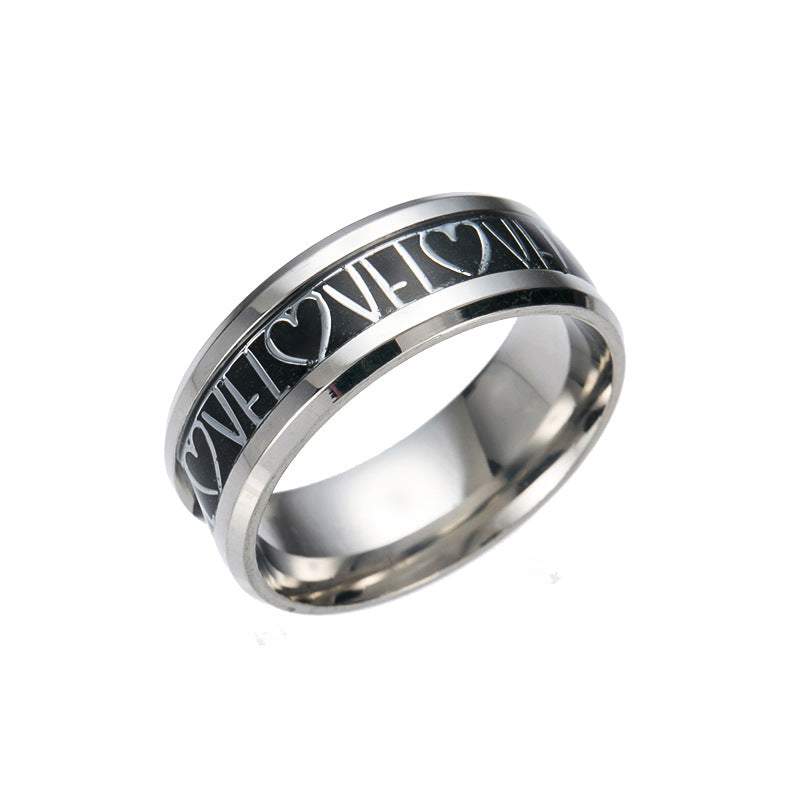 Romantic Love Letter Couple Rings - Steel Rings for Him