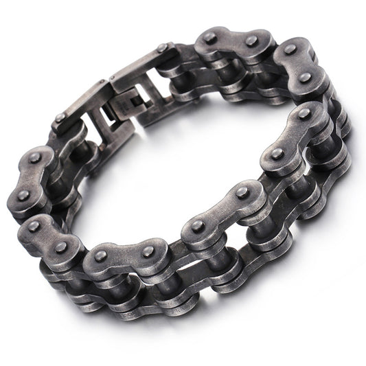 Trendy 22mm Stainless Steel Bicycle-Inspired Bracelet for Men