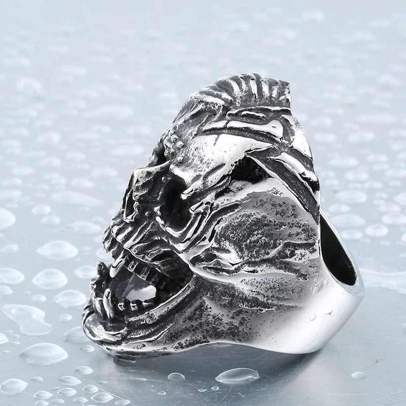 Titanium Steel Punk Skull Ring for Men - Bold Cross-Border Foreign Trade Design