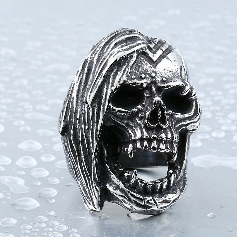 Titanium Steel Punk Skull Ring for Men - Bold Cross-Border Foreign Trade Design