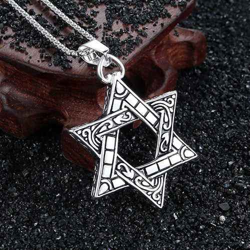 Stylish Men's Hexagram Pendant - Personalized Titanium Steel Jewelry for Retro Punk Fashion