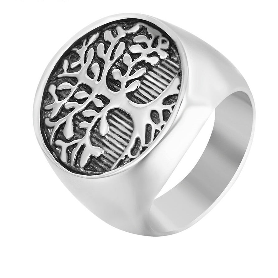 Vintage Men's Life Tree Titanium Steel Ring