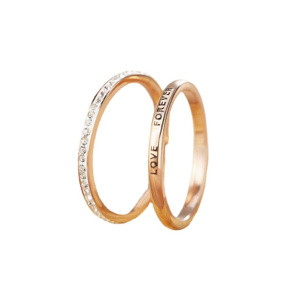 Rose Gold Forever Love Women's Ring with 2-in-1 Korean Style Combination