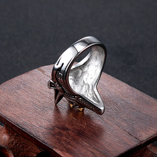 Ancient Egyptian Anubis Self-Defense Titanium Steel Ring for Men - Vintage Jackal Head Design