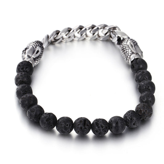 Buddha Head Volcanic Stone Energy Bracelet for Men