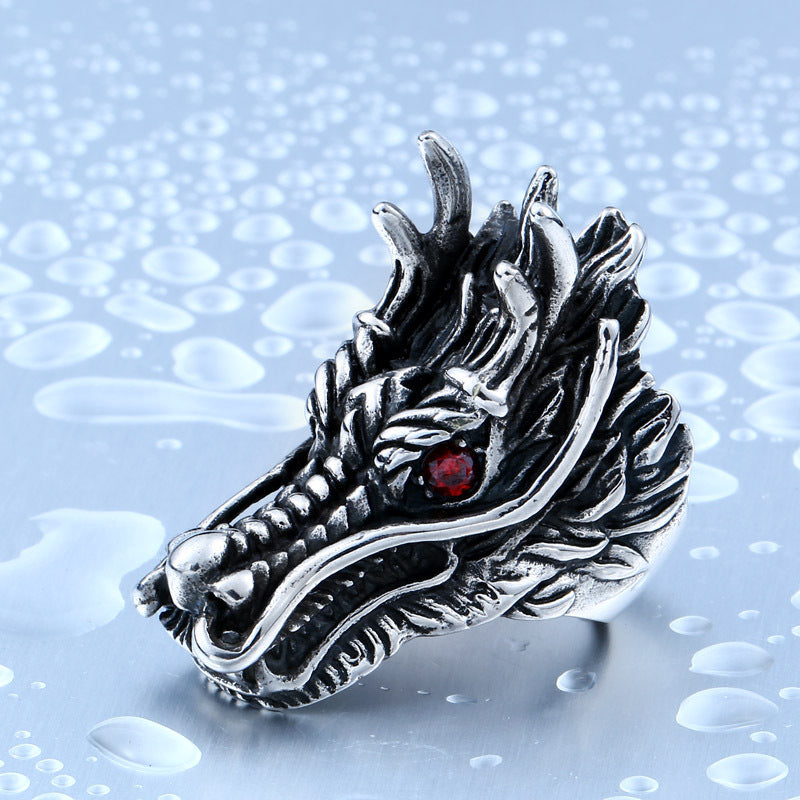 Titanium Steel Dragon Faucet Ring for Men - Bold and Stylish Wholesale Jewelry